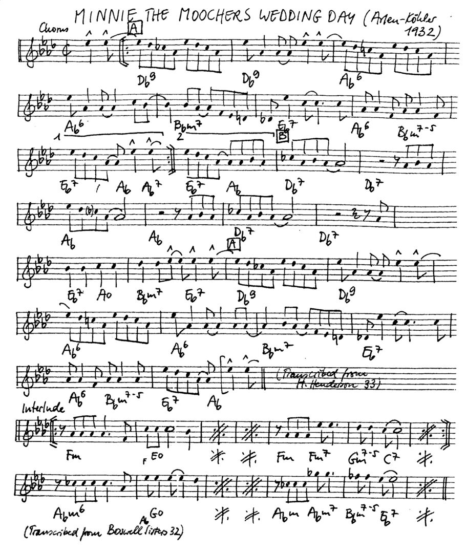 minnie the moochers wedding day leadsheet – book us for your next 20s or gatsby event